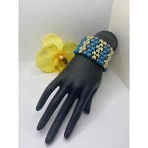 Blue and Gold Beaded Bracelet